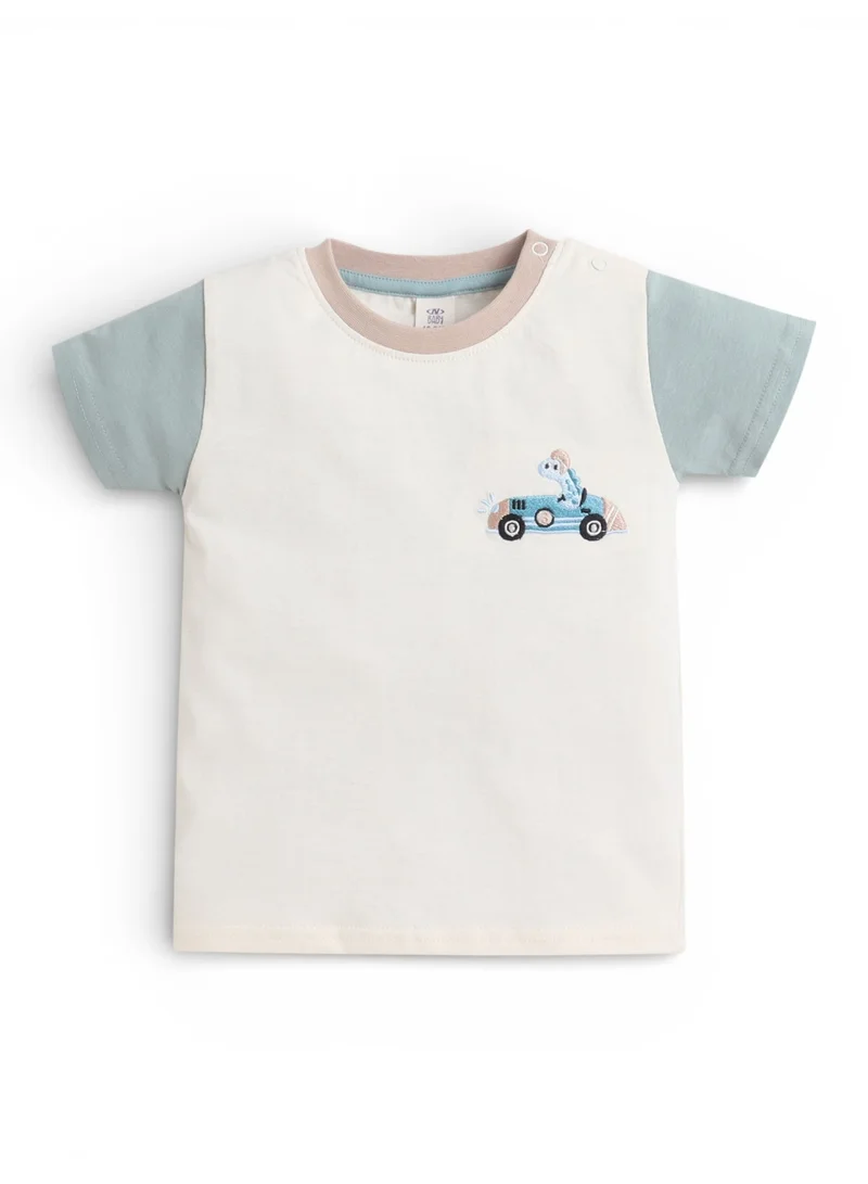 Victor And Jane  Infant Boys’ 2-Piece Set – “Crawl Walk Race” Car Print T-Shirt & Cargo Shorts for Men | Best Price UAE